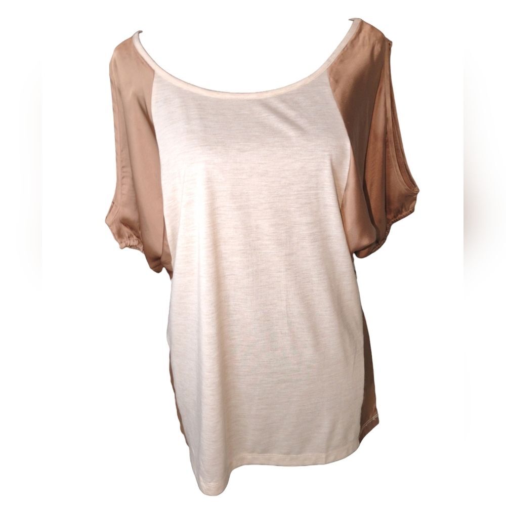 French Laundry Petite Medium Top - Cold Shoulder Satin Sleeves New With Tags